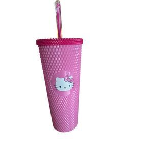 NEW Viral tiktok Sanrio Hello Kitty studded tumbler cup Straw & Lid 24 oz